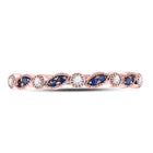 10K Rose Gold Round Natural Blue Sapphire Stackable Band Ring 1/20 Cttw - Splendid Jewellery