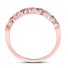 10K Rose Gold Round Natural Blue Sapphire Stackable Band Ring 1/20 Cttw - Splendid Jewellery