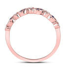 10K Rose Gold Round Natural Blue Sapphire Stackable Band Ring 1/20 Cttw - Splendid Jewellery