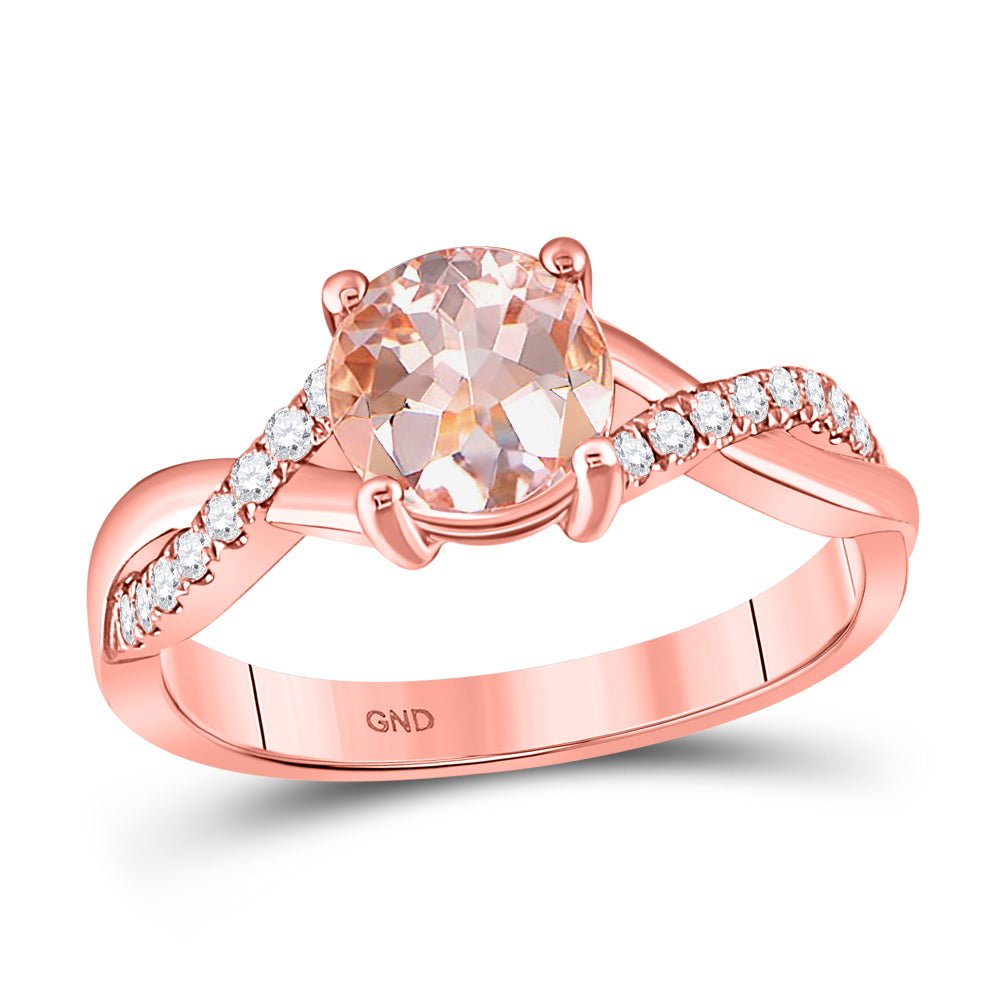 10K Rose Gold Round Natural Morganite Women's Morganite Solitaire Ring 1 1/6 Cttw - Splendid Jewellery