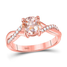 Load image into Gallery viewer, 10K Rose Gold Round Natural Morganite Women's Morganite Solitaire Ring 1 1/6 Cttw - Splendid Jewellery