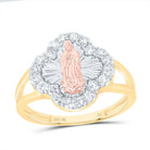 10K Tri Tone Gold Diamond Fashion Virgin Mother Mary Clover Women's Ring 1/2 Cttw - Splendid Jewellery