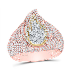 10K Tri Tone Gold Diamond Men's Ring 1 7/8 Cttw - Splendid Jewellery
