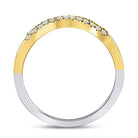 10K Tri Tone Gold Round Diamond Women's Triple Row Band Ring 1/4 Cttw - Splendid Jewellery