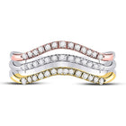 10K Tri Tone Gold Round Diamond Women's Triple Row Band Ring 1/4 Cttw - Splendid Jewellery