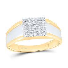 Load image into Gallery viewer, 10K Two - Tone Gold Round Diamond Mens Square Ring 1/8 Cttw - Splendid Jewellery