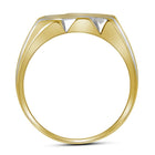 10K Two - Tone Round Diamond Mens 3 - Row Cluster Ring 1/2 Cttw - Splendid Jewellery