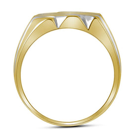 10K Two - Tone Round Diamond Mens 3 - Row Cluster Ring 1/2 Cttw - Splendid Jewellery