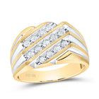 10K Two - Tone Round Diamond Mens 3 - Row Cluster Ring 1/2 Cttw - Splendid Jewellery