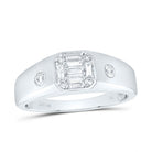 10K White Gold Baguette Diamond Mens Band 3/8 Cttw - Splendid Jewellery