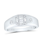 10K White Gold Baguette Diamond Mens Band 3/8 Cttw - Splendid Jewellery