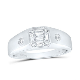 10K White Gold Baguette Diamond Mens Band 3/8 Cttw - Splendid Jewellery