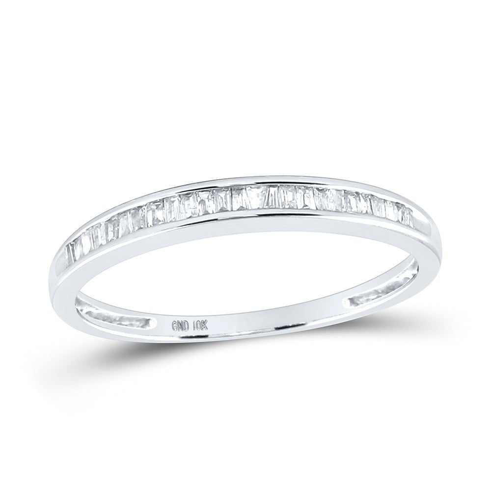 10K White Gold Baguette Diamond Wedding Anniversary Band 1/6 Cttw - Splendid Jewellery