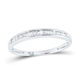 10K White Gold Baguette Diamond Wedding Anniversary Band 1/6 Cttw - Splendid Jewellery