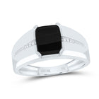 10K White Gold Cushion Onyx 9x7 Mm Onyx Black Mens Ring 1/20 Cttw - Splendid Jewellery