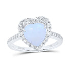 10K White Gold Diamond 8.6x9. Opal Gemstone Heart Ring 3/8 Cttw - Splendid Jewellery