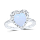 10K White Gold Diamond 8.6x9. Opal Gemstone Heart Ring 3/8 Cttw - Splendid Jewellery