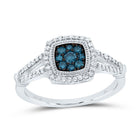 10K White Gold Diamond Blue Cushion Ring 3/8 Cttw - Splendid Jewellery