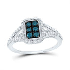10K White Gold Diamond Blue Emerlad Ring 1/2 Cttw - Splendid Jewellery