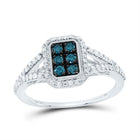 10K White Gold Diamond Blue Emerlad Ring 1/2 Cttw - Splendid Jewellery