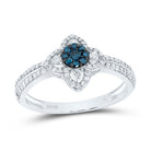 10K White Gold Diamond Blue Flower Ring 1/2 Cttw - Splendid Jewellery