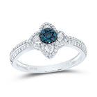 10K White Gold Diamond Blue Flower Ring 1/2 Cttw - Splendid Jewellery