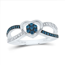 Load image into Gallery viewer, 10K White Gold Diamond Blue Heart Ring 1/3 Cttw - Splendid Jewellery