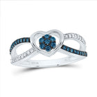 10K White Gold Diamond Blue Heart Ring 1/3 Cttw - Splendid Jewellery