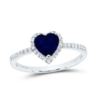10K White Gold Diamond Blue Sapphire Gemstone Heart Ring 1/5 Cttw - Splendid Jewellery
