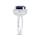 10K White Gold Diamond Blue Sapphire Synthetic Ring 1/3 Cttw - Splendid Jewellery