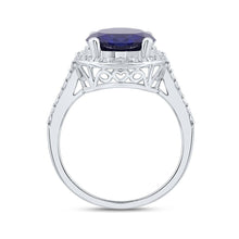 Load image into Gallery viewer, 10K White Gold Diamond Blue Sapphire Synthetic Ring 1/3 Cttw - Splendid Jewellery