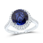 10K White Gold Diamond Blue Sapphire Synthetic Ring 1/3 Cttw - Splendid Jewellery