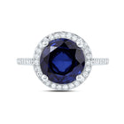 10K White Gold Diamond Blue Sapphire Synthetic Ring 1/3 Cttw - Splendid Jewellery