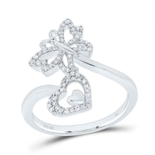 Load image into Gallery viewer, 10K White Gold Diamond Butterfly Heart Ring 1/5 Cttw - Splendid Jewellery