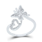 10K White Gold Diamond Butterfly Heart Ring 1/6 Cttw - Splendid Jewellery
