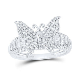 10K White Gold Diamond Butterfly Ring 5/8 Cttw - Splendid Jewellery