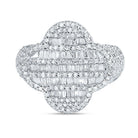 10K White Gold Diamond Clover Men's Ring 1 1/2 Cttw - Splendid Jewellery