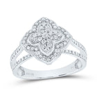 10K White Gold Diamond Clover Ring 1/2 Cttw - Splendid Jewellery