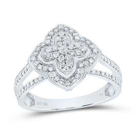 10K White Gold Diamond Clover Ring 1/2 Cttw - Splendid Jewellery
