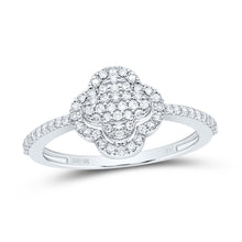 Load image into Gallery viewer, 10K White Gold Diamond Clover Ring 1/4 Cttw - Splendid Jewellery