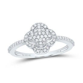 10K White Gold Diamond Clover Ring 1/4 Cttw - Splendid Jewellery