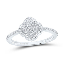 Load image into Gallery viewer, 10K White Gold Diamond Clover Ring 1/4 Cttw - Splendid Jewellery