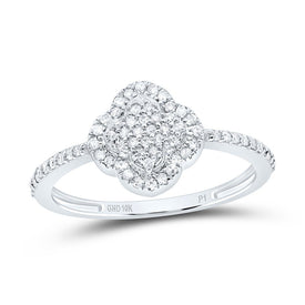 10K White Gold Diamond Clover Ring 1/4 Cttw - Splendid Jewellery