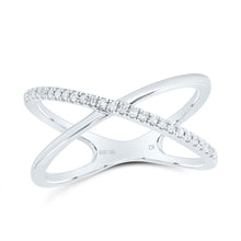 Load image into Gallery viewer, 10K White Gold Diamond Criss Cross Designer Ring 1/10 Cttw - Splendid Jewellery