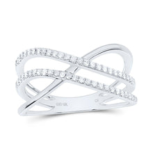 Load image into Gallery viewer, 10K White Gold Diamond Criss Cross Designer Ring 1/5 Cttw - Splendid Jewellery