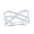 10K White Gold Diamond Criss Cross Designer Ring 1/5 Cttw - Splendid Jewellery