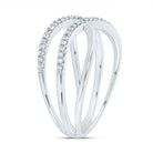 10K White Gold Diamond Criss Cross Designer Ring 1/5 Cttw - Splendid Jewellery