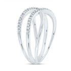 10K White Gold Diamond Criss Cross Designer Ring 1/5 Cttw - Splendid Jewellery
