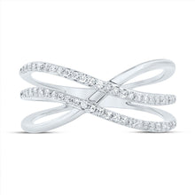 Load image into Gallery viewer, 10K White Gold Diamond Criss Cross Designer Ring 1/5 Cttw - Splendid Jewellery