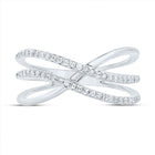 10K White Gold Diamond Criss Cross Designer Ring 1/5 Cttw - Splendid Jewellery